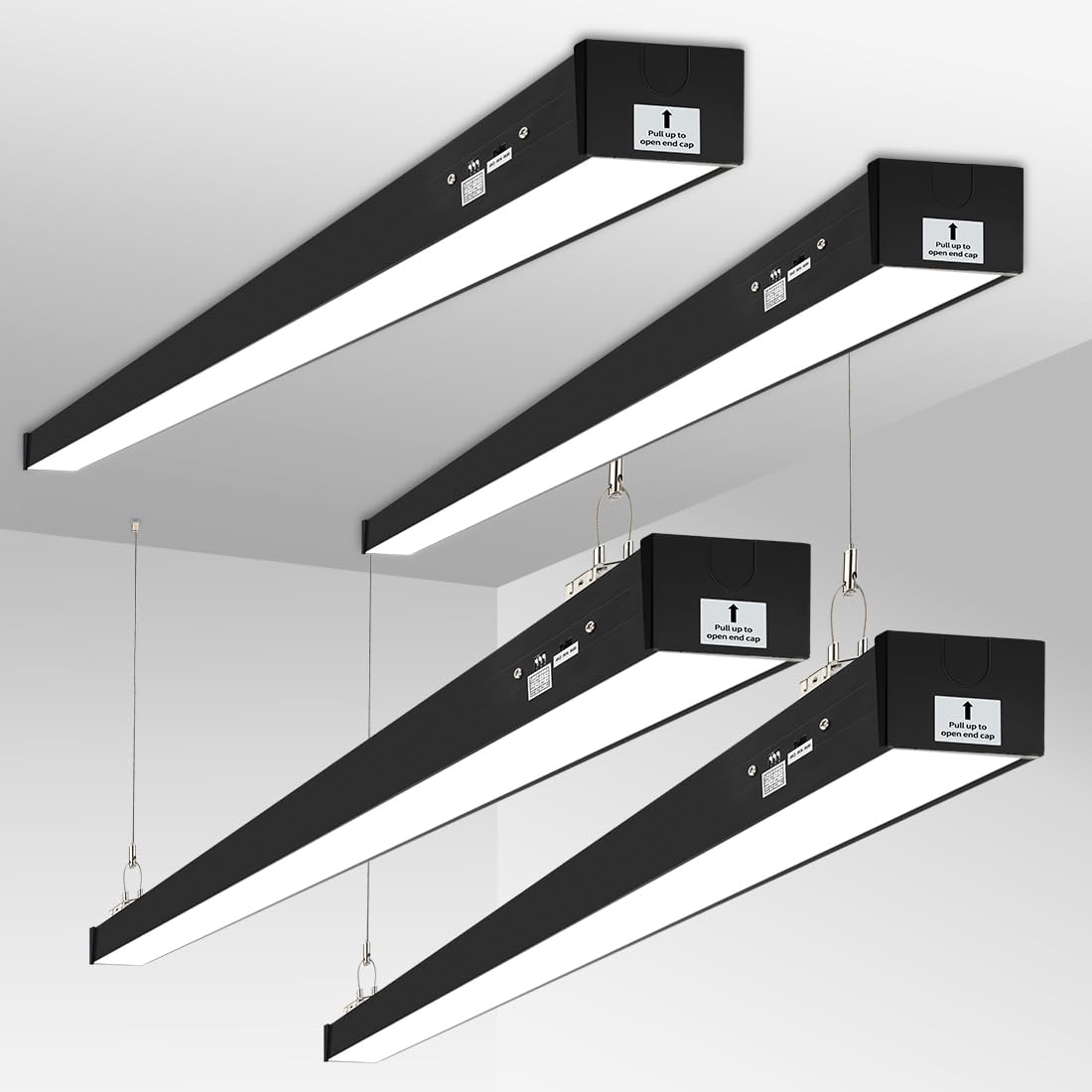 Dakason 8ft LED linear light front view with frosted lens for glare-free lighting