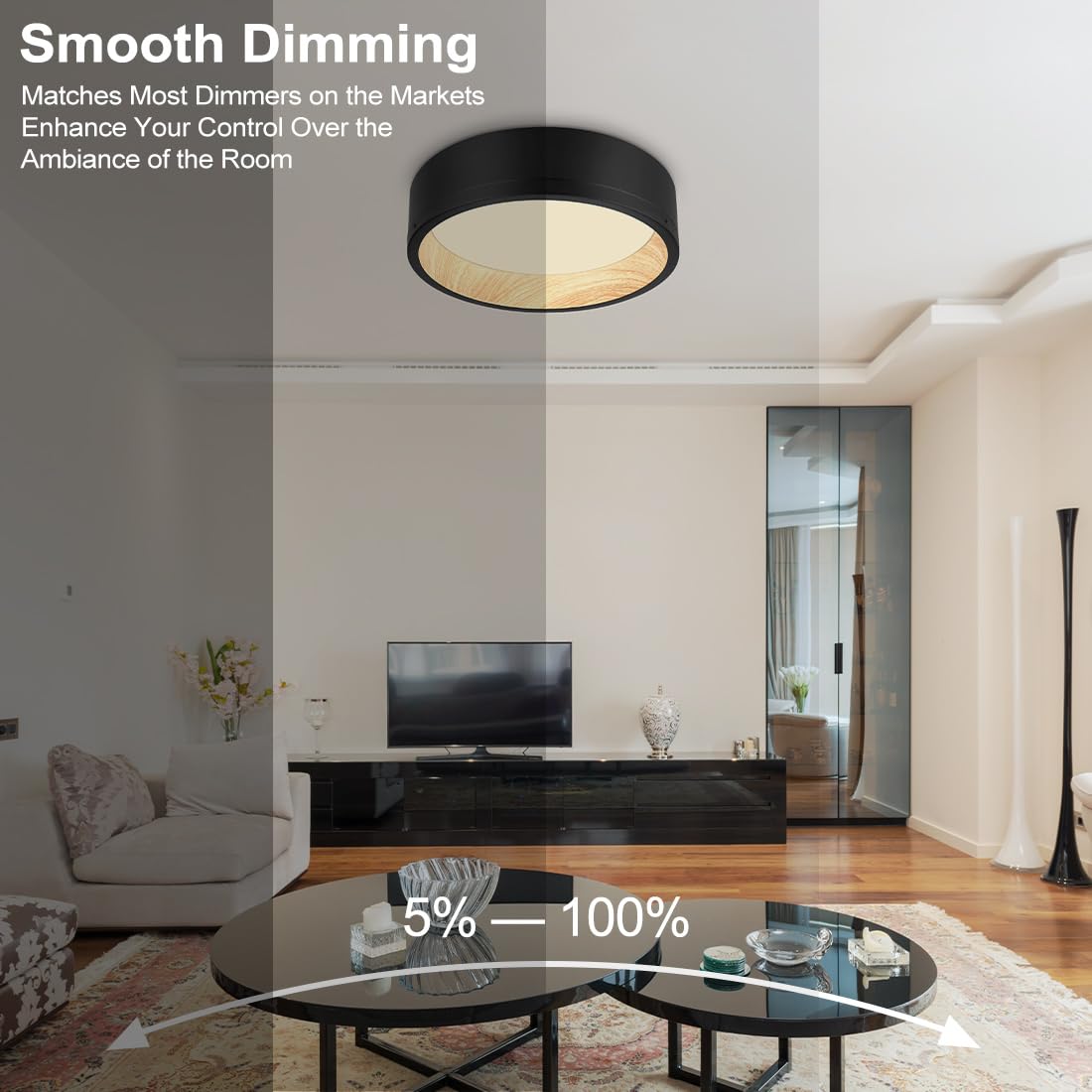 DAKASON dimmable LED ceiling light enables smooth brightness control