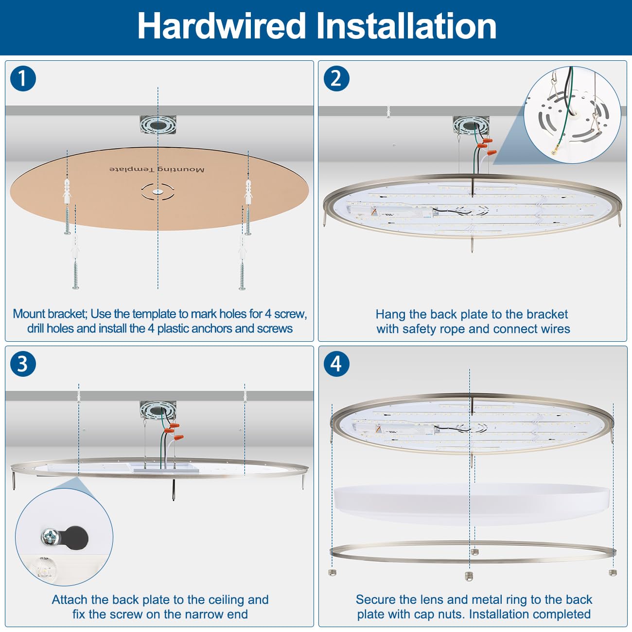 DAKASON ETL-listed ceiling light with 50,000-hour lifespan and 3-year warranty.