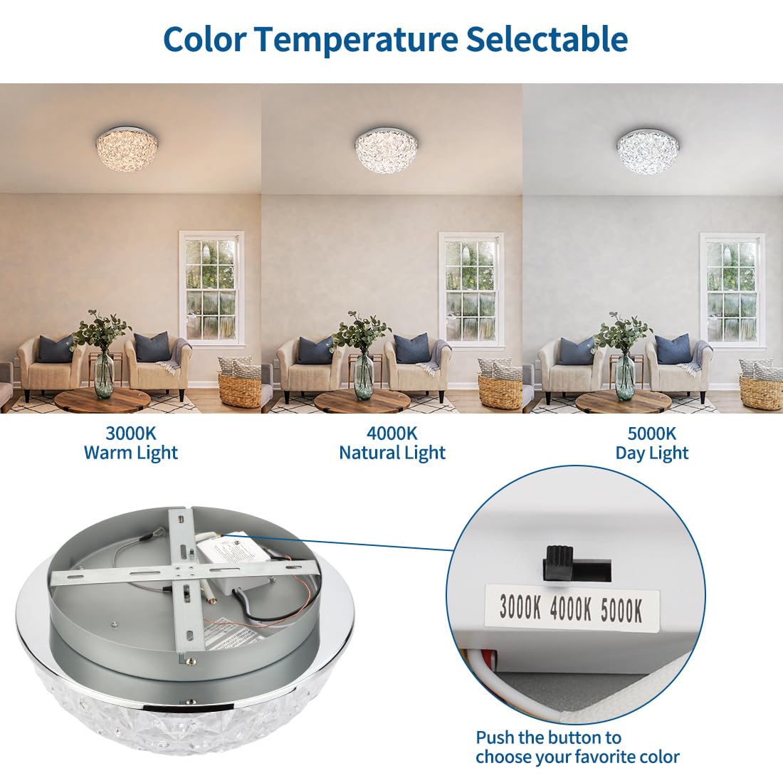 DAKASON light demonstrating 3 color temperatures from warm to cool ambiences
