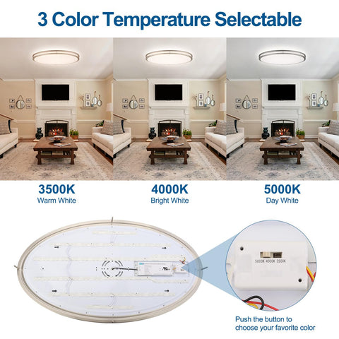 DAKASON brushed-nickel oval LED ceiling light adds a modern touch to living spaces.