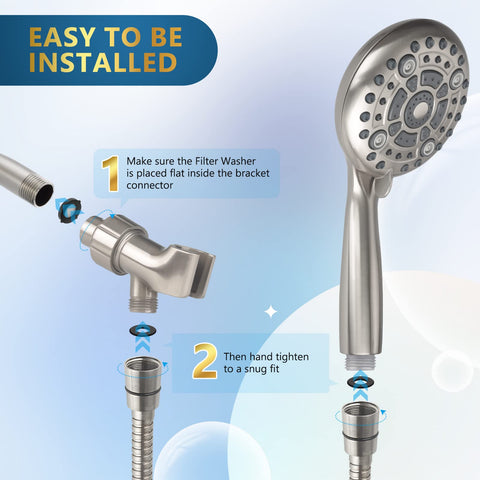 DAKINGS 60-inch stainless hose offers flexible reach and durability.