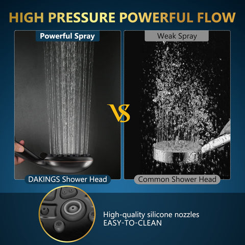 DAKINGS air-water boost technology enhances spray pressure for a luxurious feel.