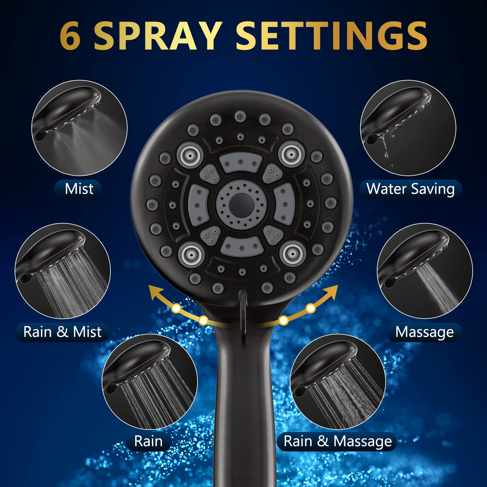 DAKINGS handheld showerhead panel demonstrates ergonomic design for easy use.