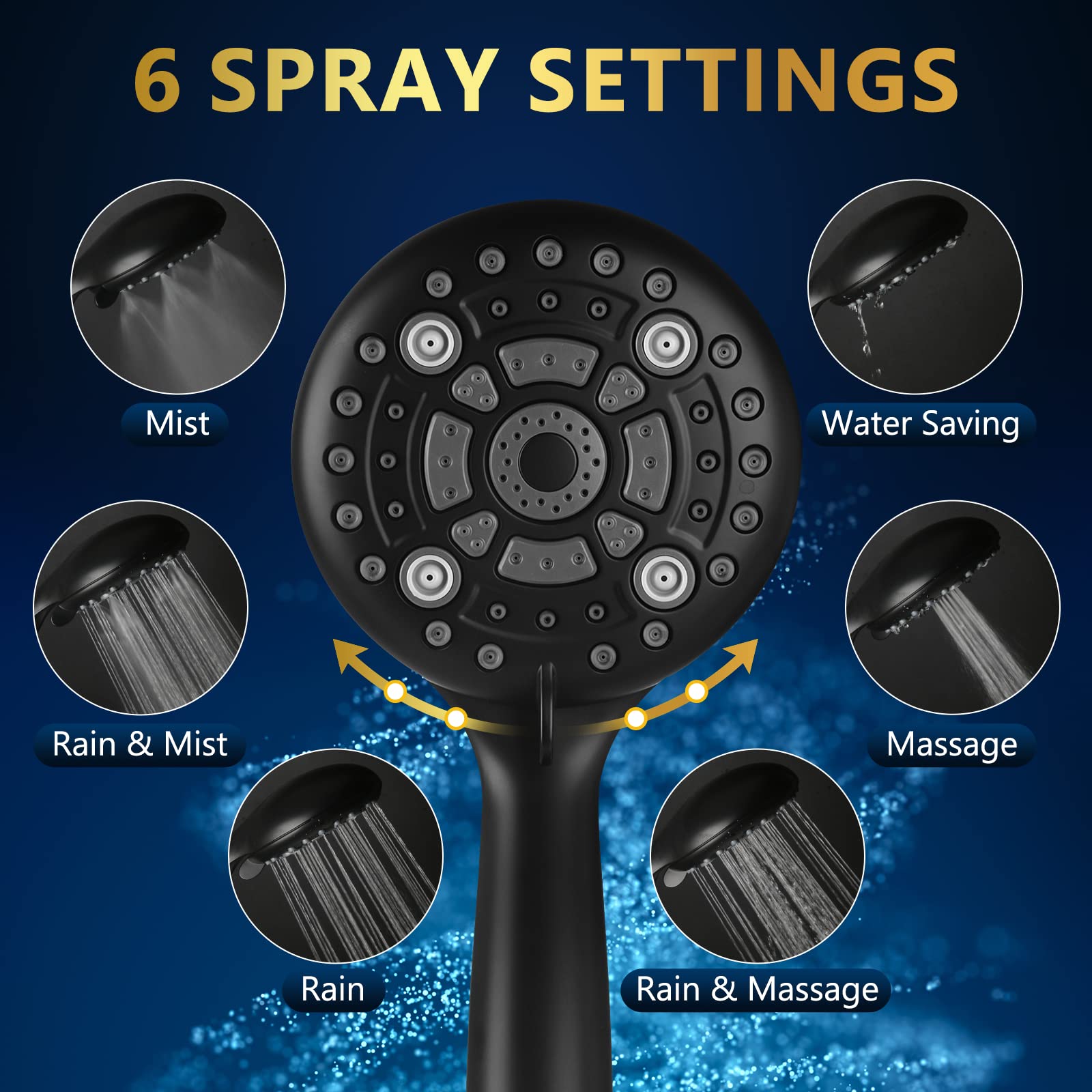 DAKINGS high-pressure handheld showerhead activated for stronger spray feel.