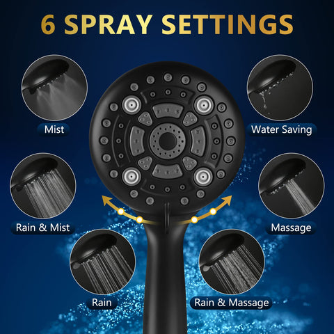 DAKINGS high-pressure handheld showerhead activated for stronger spray feel.