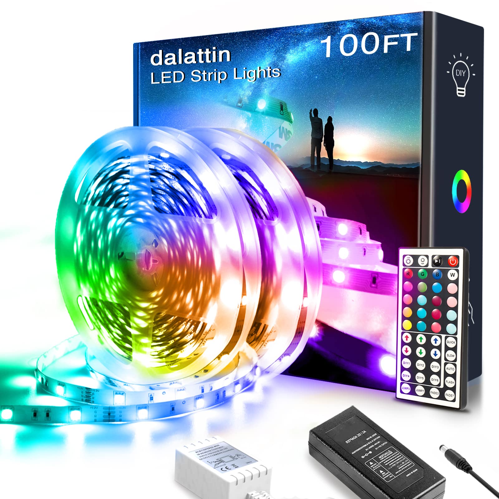 Dalattin 100ft LED lights wrap around your room for seamless ambient glow.