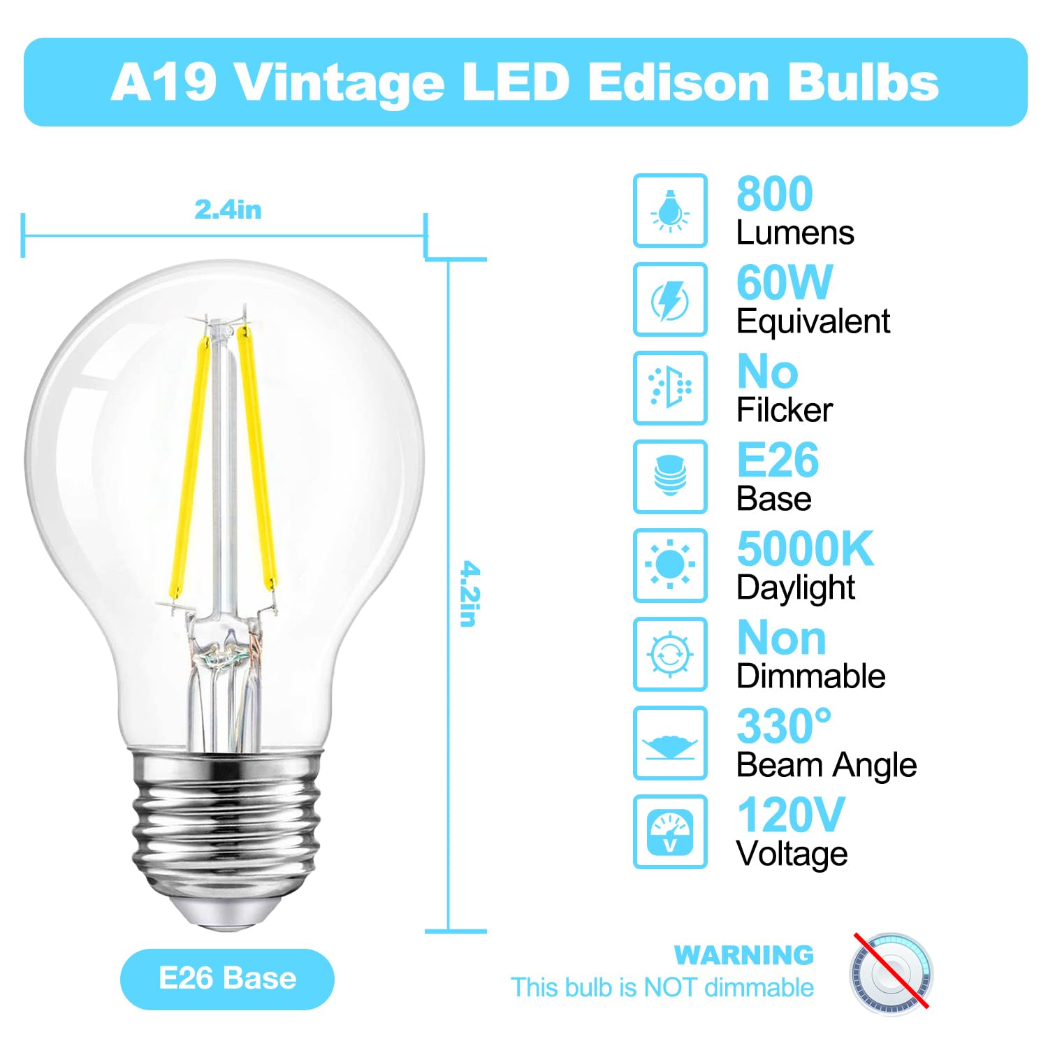 Dalattin A19 LED bulb installed in a chandelier providing daylight-level brightness and efficiency