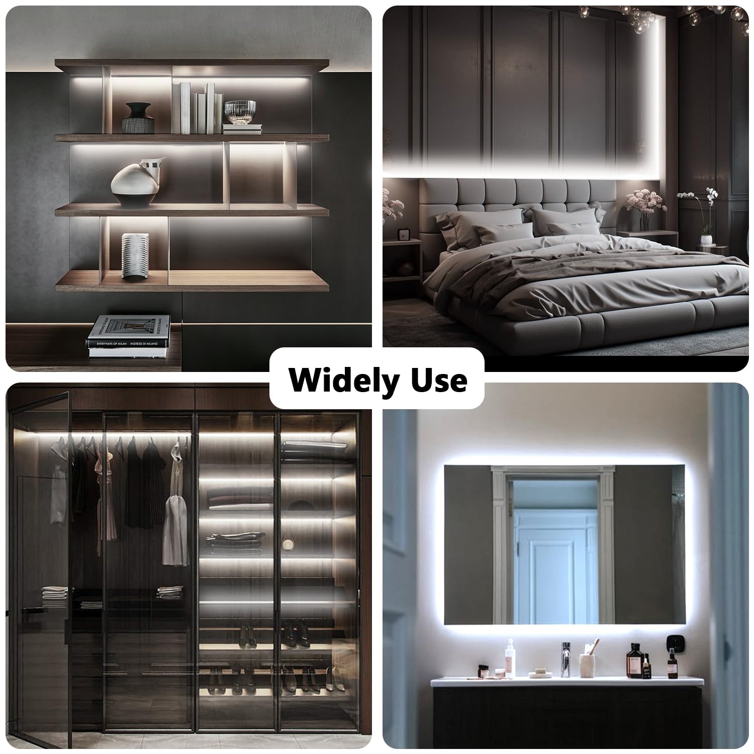 Dalattin bedroom and mirror lighting creates a bright, inviting ambiance.