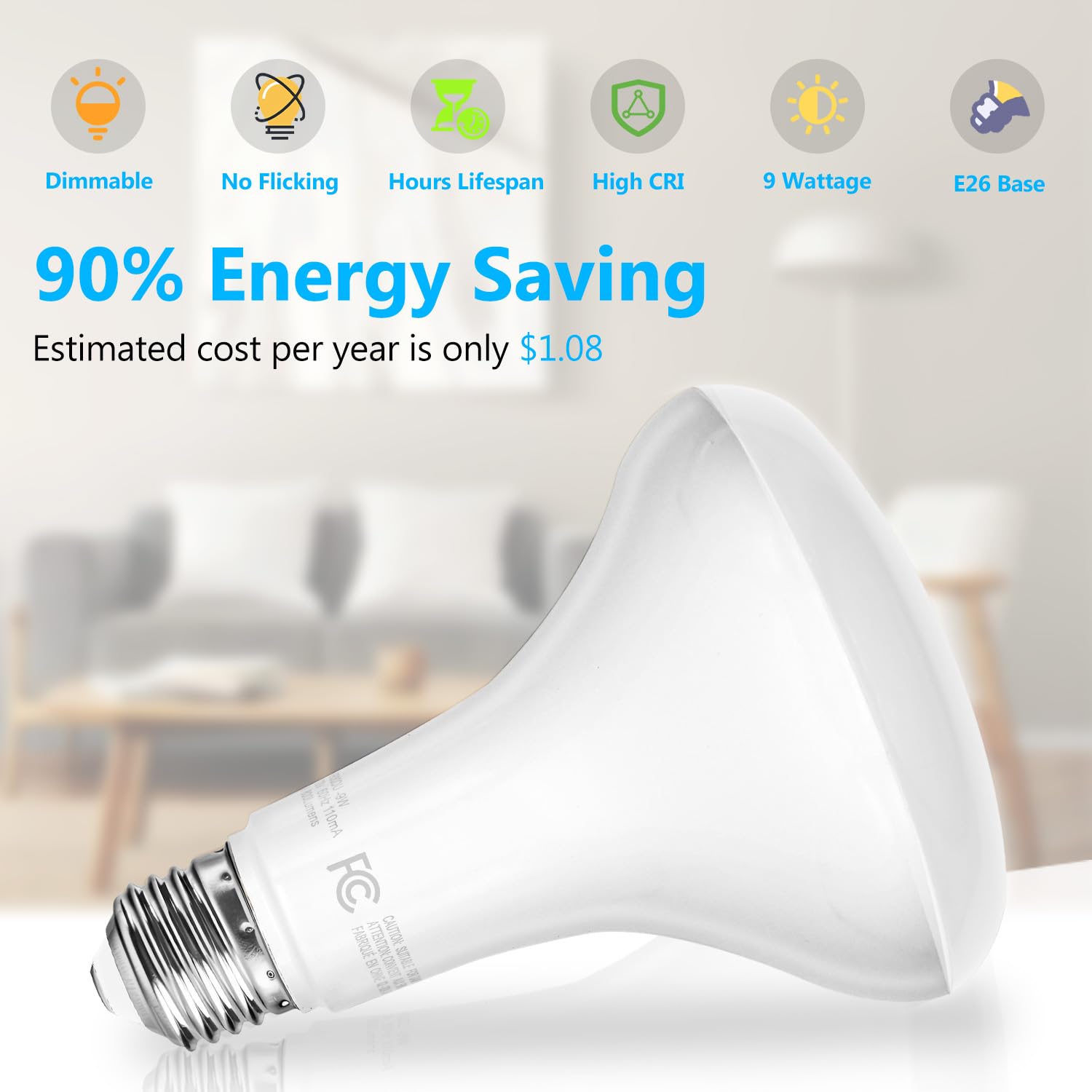 Dalattin BR30 LED bulb energy-saving 9W replaces 65W incandescent