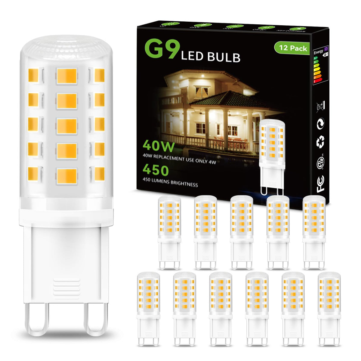 Dalattin G9 LED bulb 4W replaces 40W halogen with warm 3000K chandelier glow.