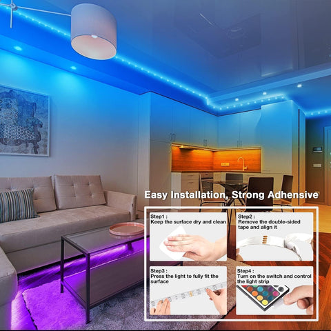 Dalattin LED strip easy to install with adhesive backing.