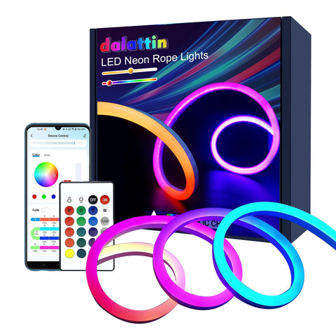 Dalattin neon rope light 16.4ft bendable design for custom setups and ambient lighting.