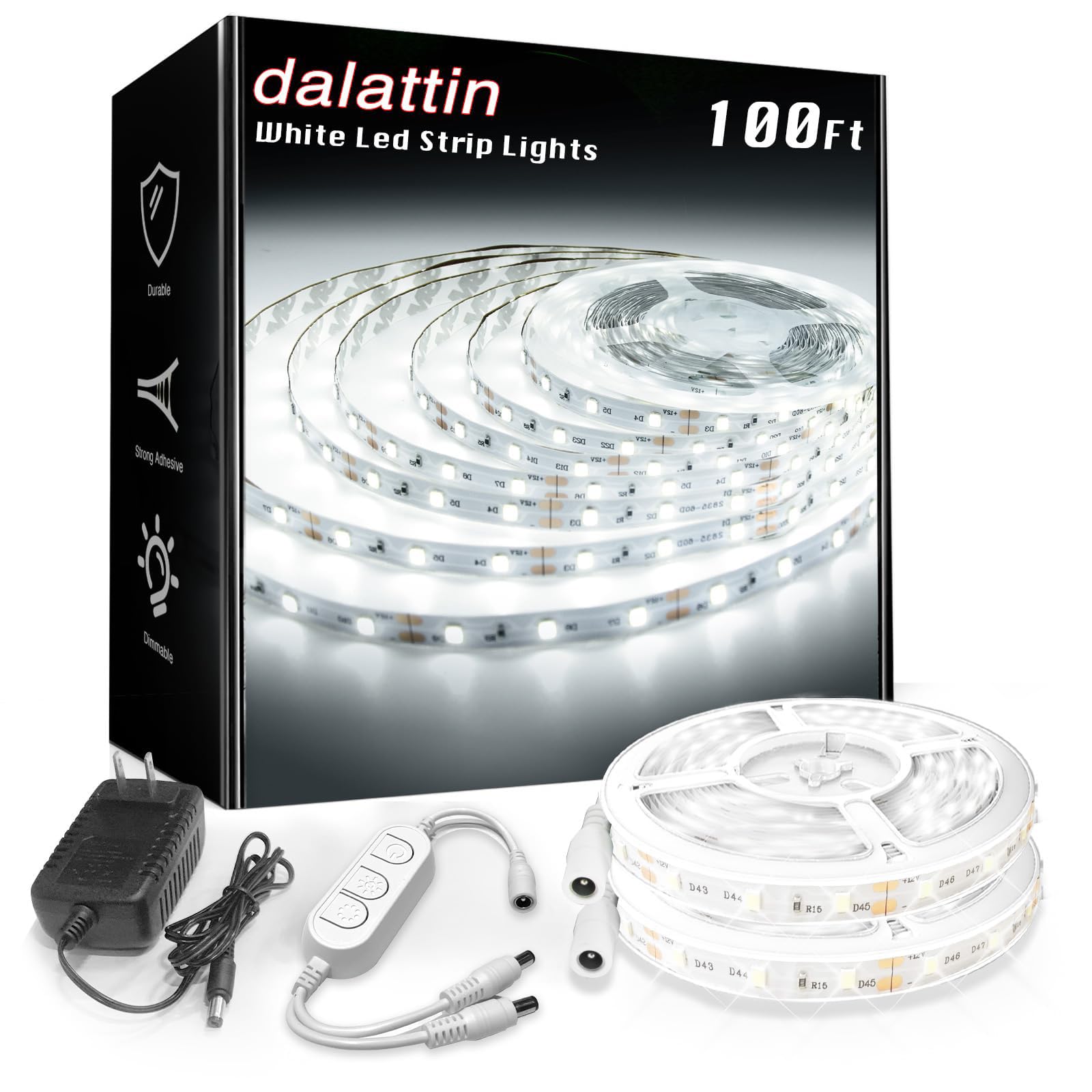 Dalattin white LED strip 100ft installation for wide, even lighting.