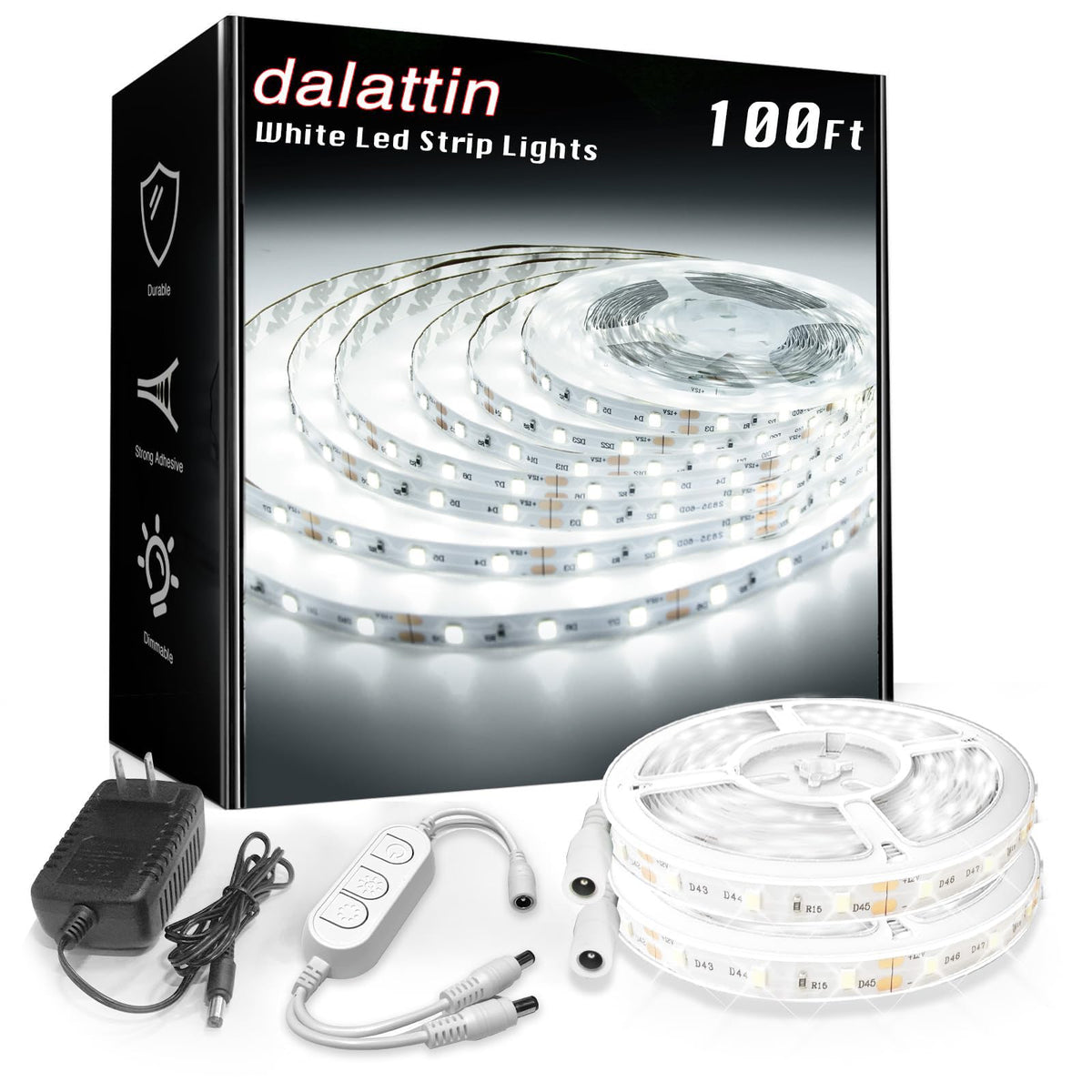 Dalattin white LED strip 100ft installation for wide, even lighting.