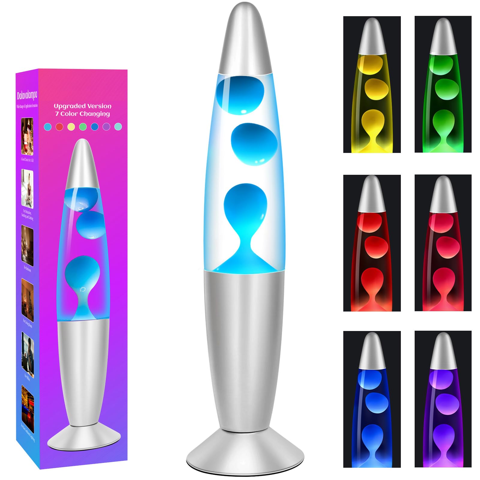Dalavalampa color-changing effects base creating dynamic mood lighting in a room.