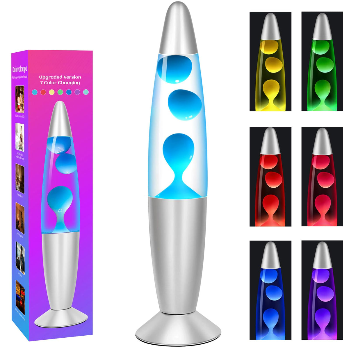 Dalavalampa color-changing effects base creating dynamic mood lighting in a room.