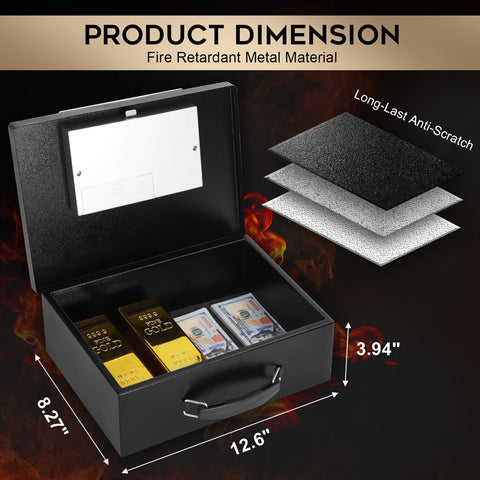 Dalmbox fire-resistant safe box with digital code lock protects valuables during emergencies.