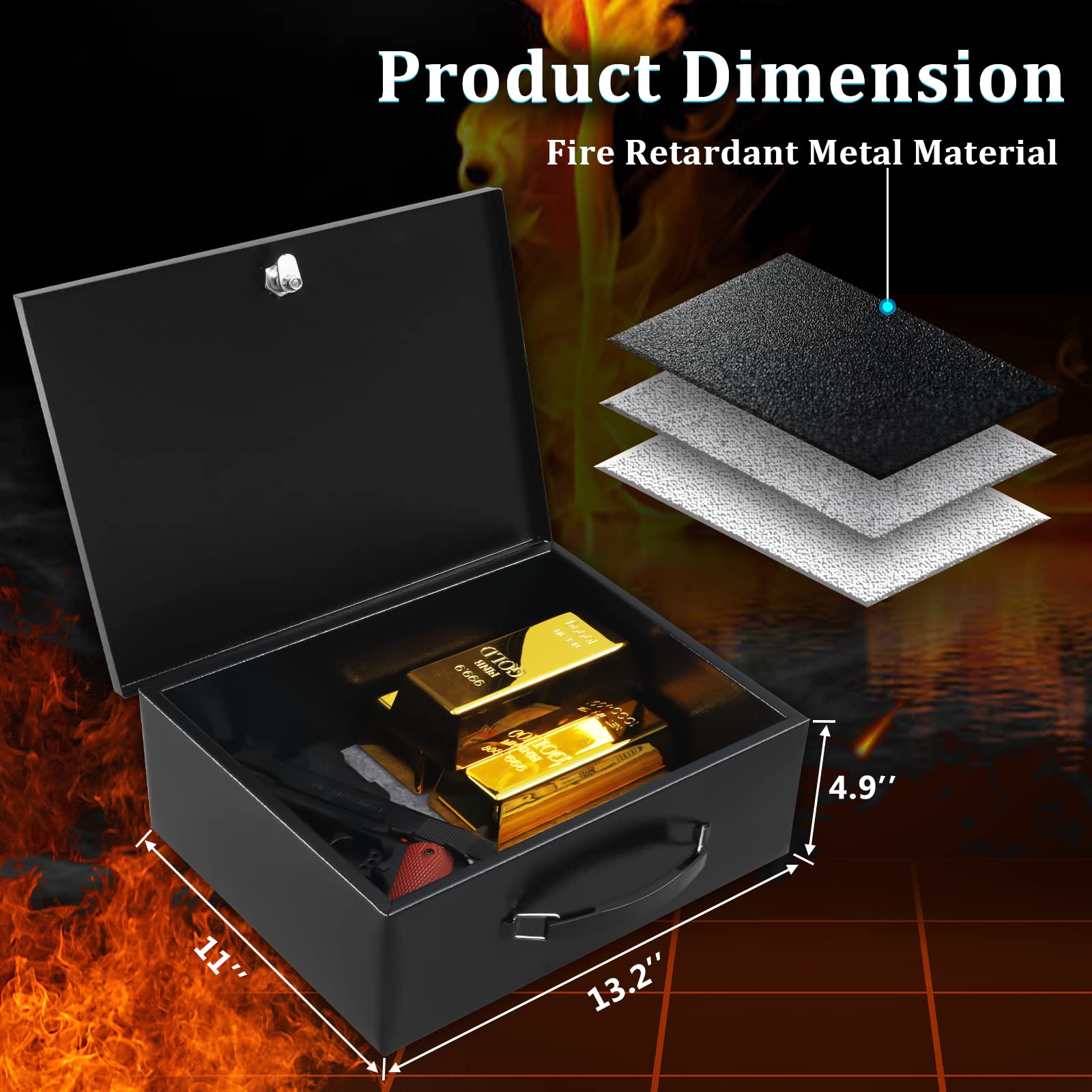 Dalmbox portable safe box key lock close-up illustrating secure access