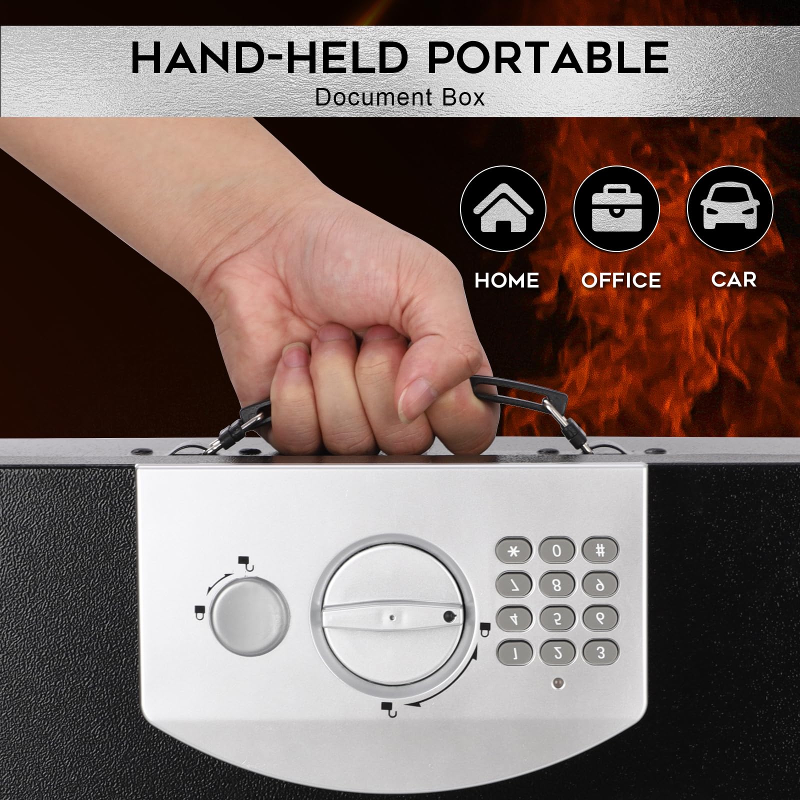 Dalmbox portable safe box large capacity for documents and valuables