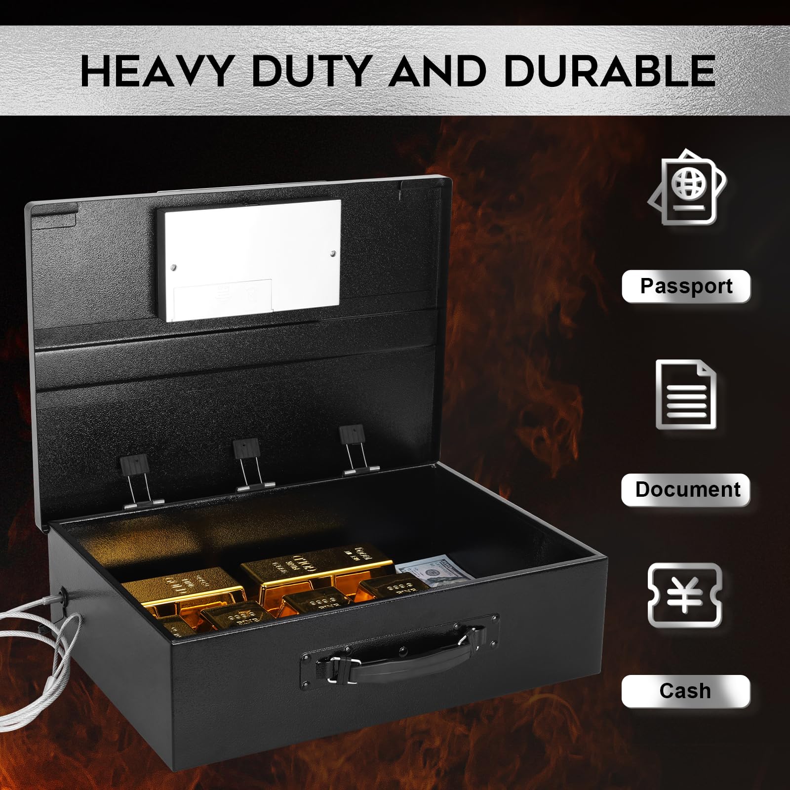 Dalmbox portable safe box fits under desks for discreet security