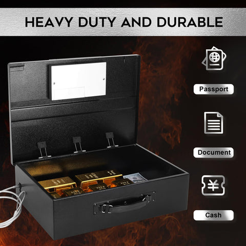 Dalmbox portable safe box fits under desks for discreet security