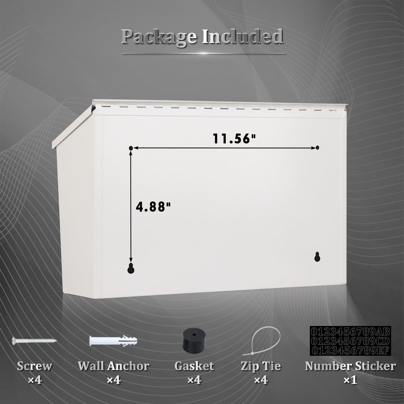 Dalmbox white-installed-on-wall shows easy mounting on exterior wall.