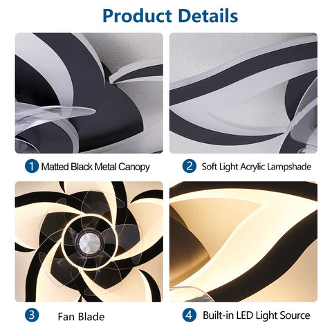 Dalouguan ceiling fan with lights six speeds for customizable airflow.