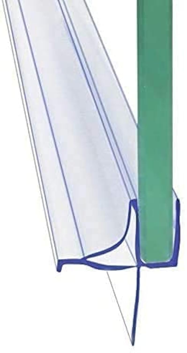 Dalrun frameless bottom seal with drip rail for 1/4-inch glass, showing water redirection in the shower.
