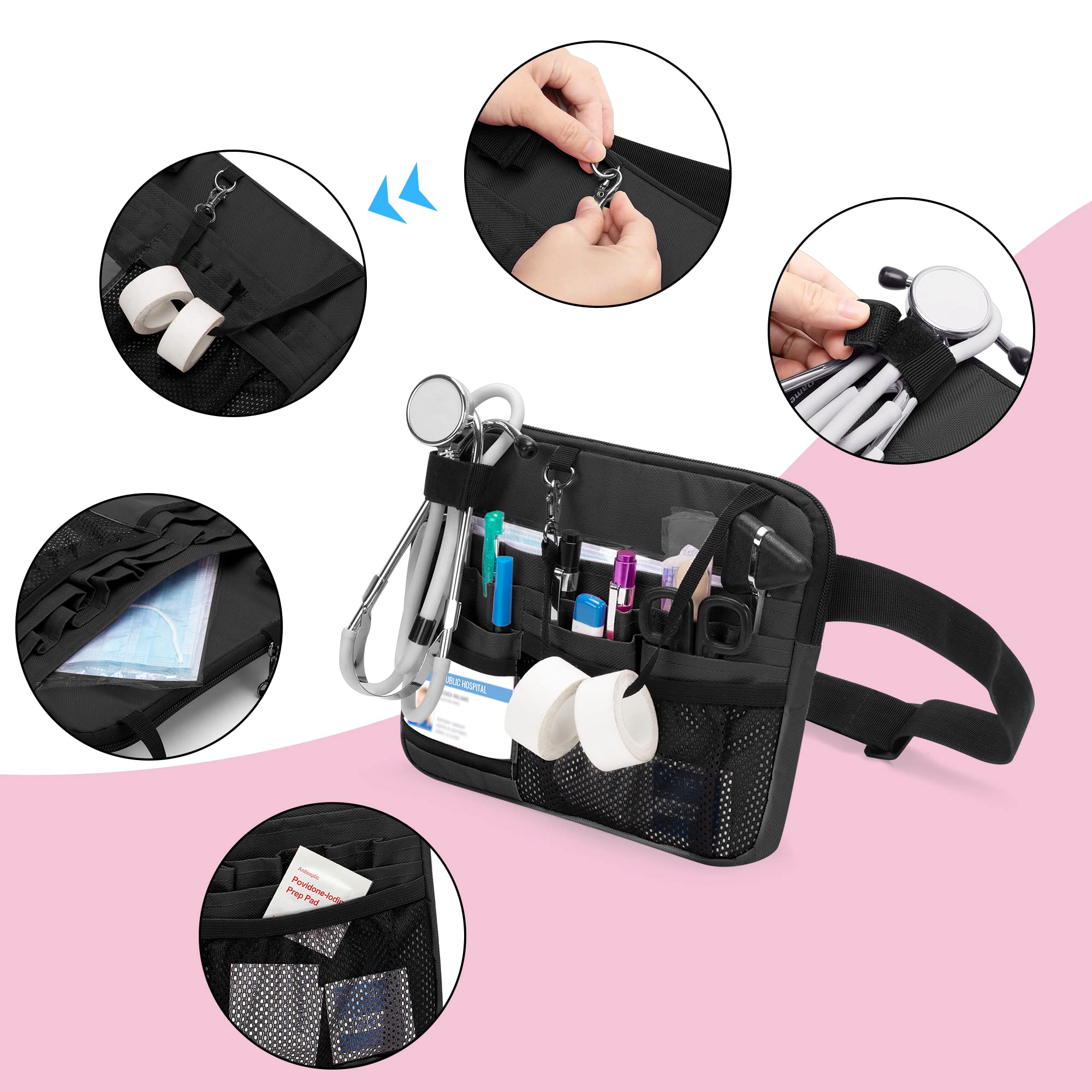 Damero nurse tool belt with detachable tape strap for secure gear