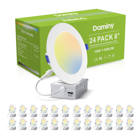 DAMINY 24-pack 6-inch recessed light with junction box for retrofit installations.