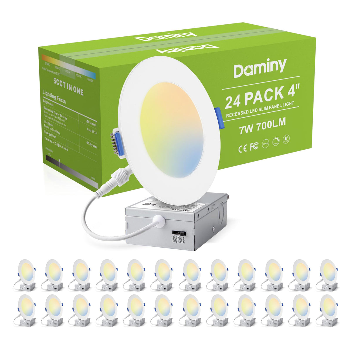 DAMINY 24-pack 4-inch recessed light with junction box ready for retrofit installation.