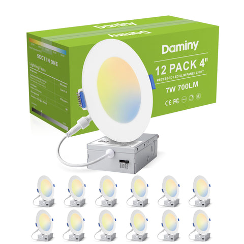 Daminy 4-inch LED recessed light with junction box for seamless ceiling installation.