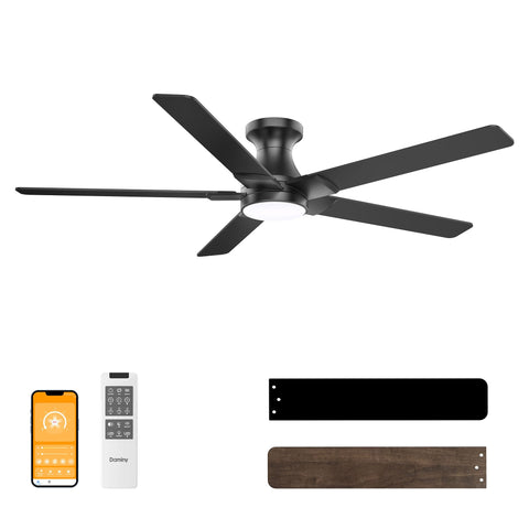 DAMINY 52-inch ceiling fan with dual-color blades enhances decor options.