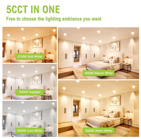 Daminy 5CCT LED recessed light offering versatile color temperature for different rooms.