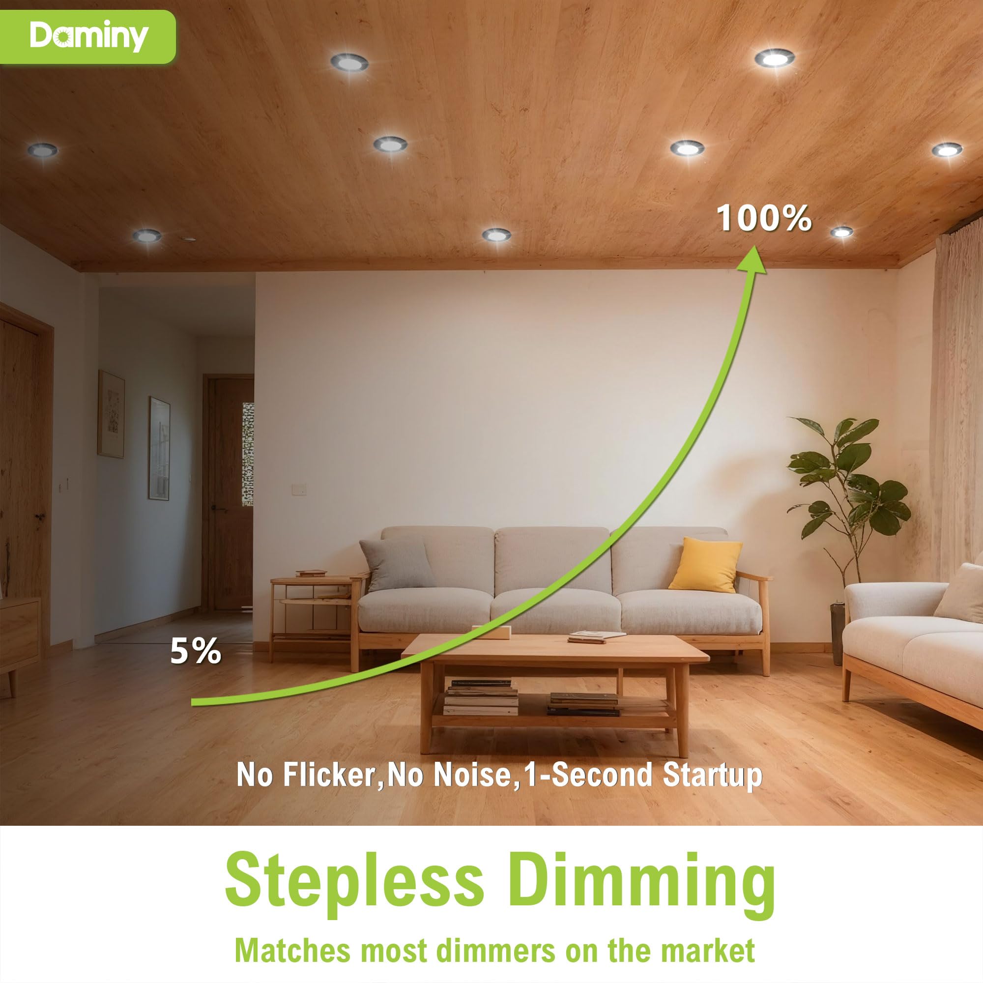 Daminy 5CCT LED light with versatile color temperatures for ambience.