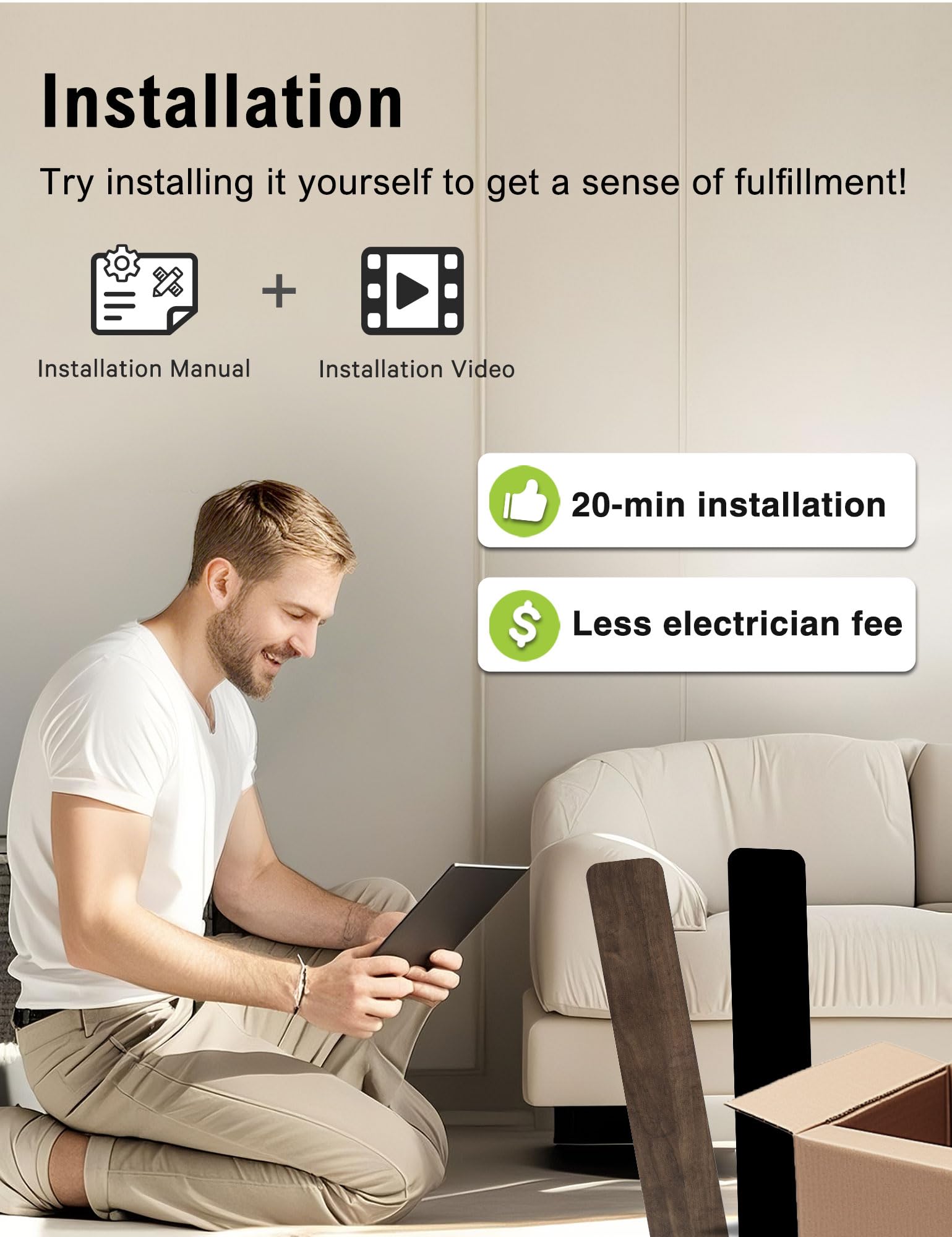 DAMINY app and remote control for convenient fan and light adjustments