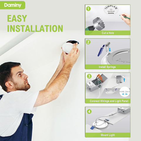 DAMINY dimmable fixture showing 5% to 100% dimming range for flexible mood control.