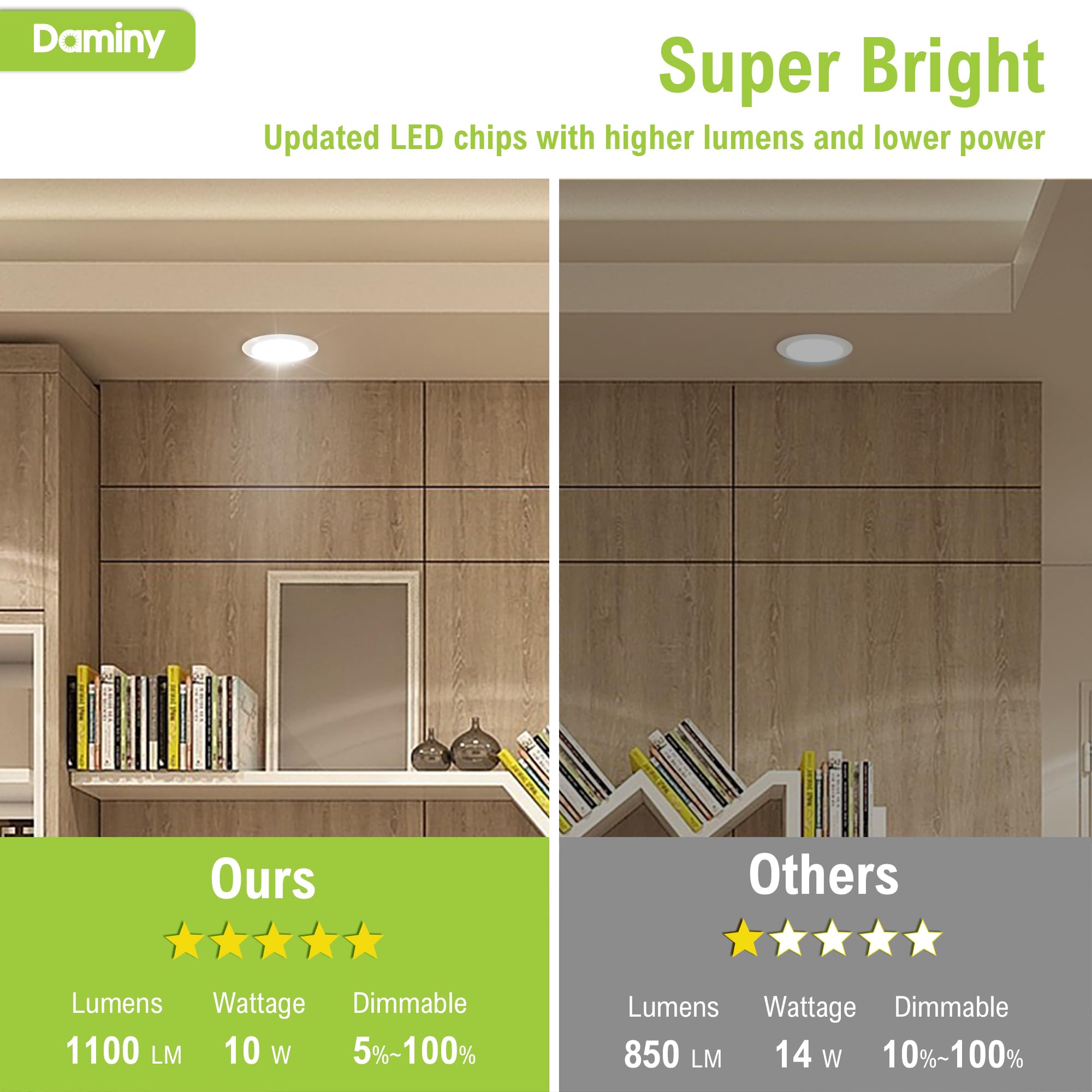 Daminy IC rated and FCC certified fixture with safety-conscious design.