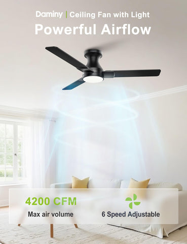 DAMINY quiet DC motor ceiling fan ensures peaceful sleep and efficient airflow