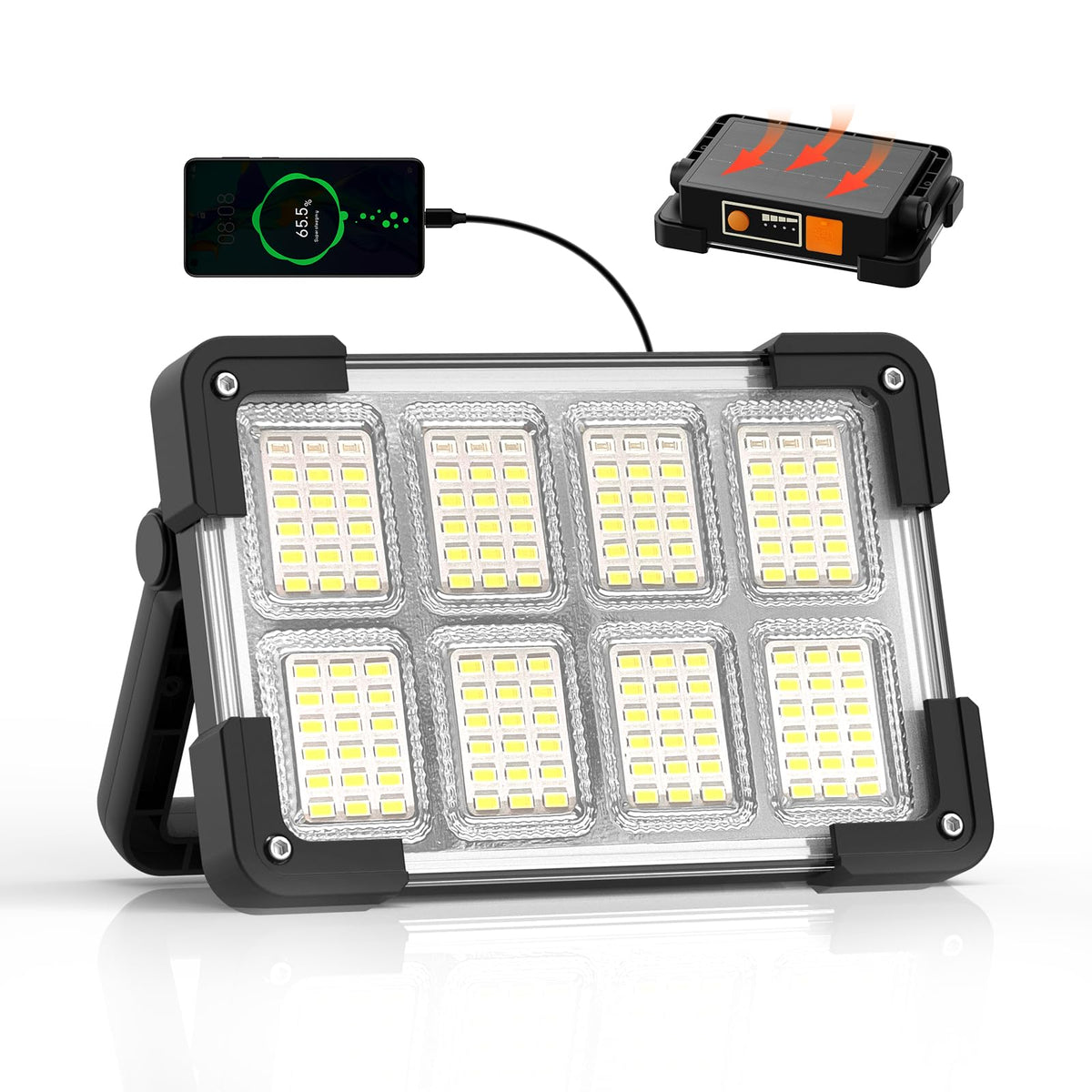 DANCINGBOAR 120W solar work light front view for night project illumination