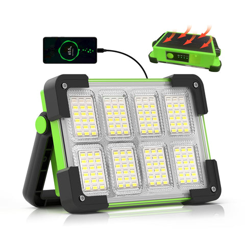 DANCINGBOAR 120W solar work light providing bright garage illumination.
