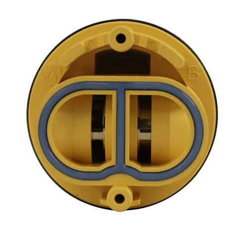 Pressure balance cartridge in action for hot and cold water.