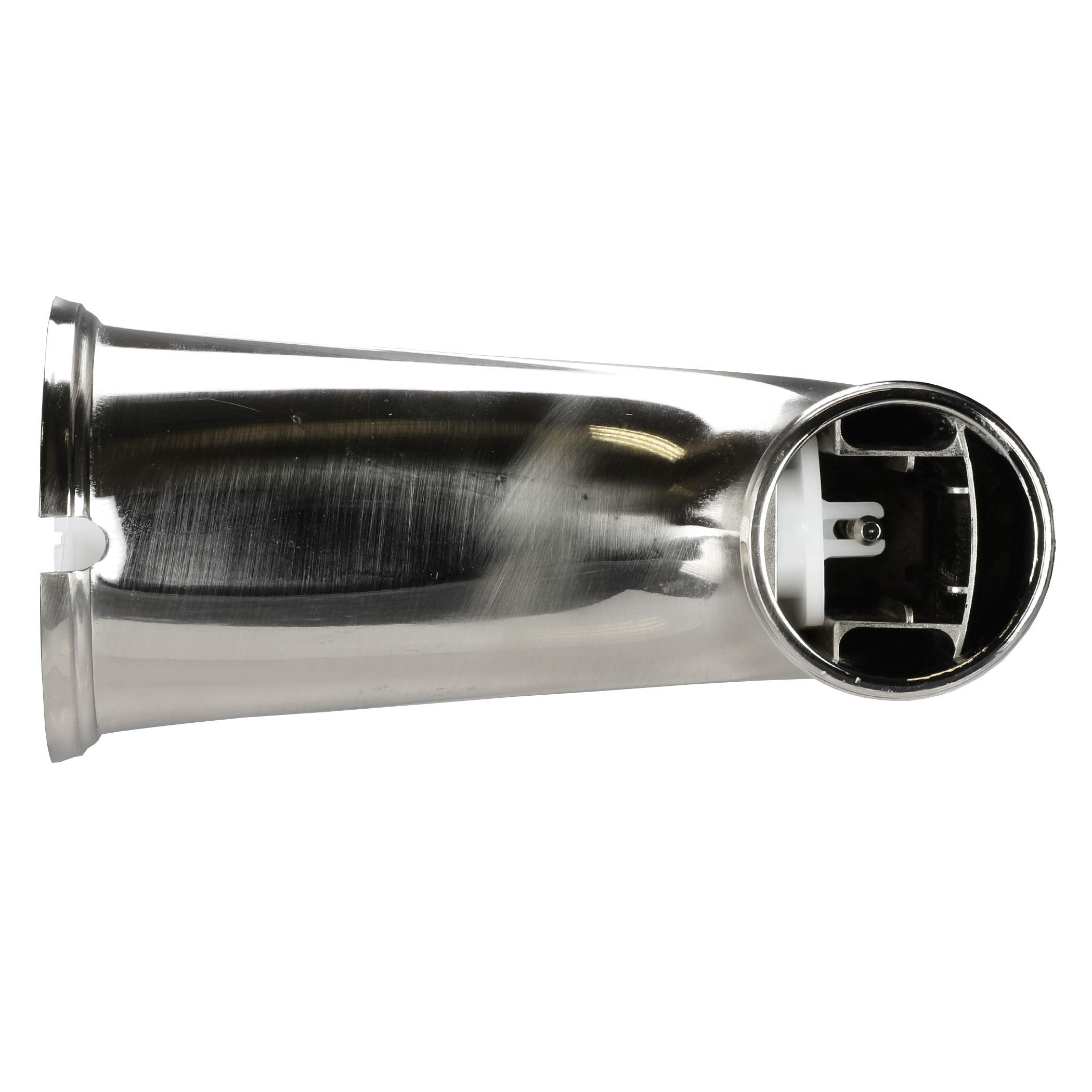 DANCO 6-inch tub spout with brushed nickel reach provides ample clearance.