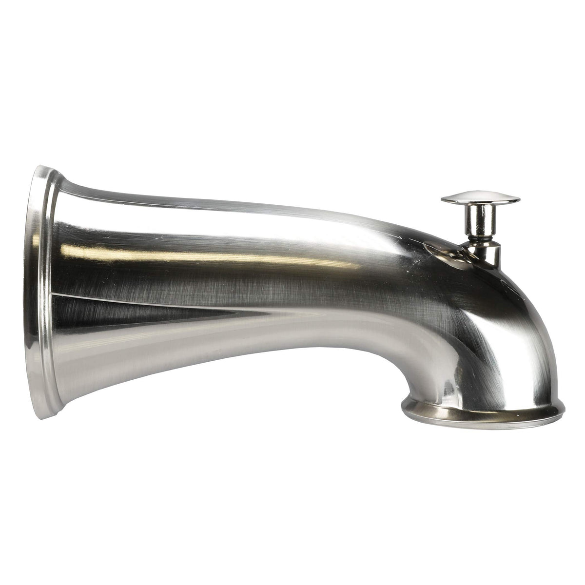DANCO decorative tub spout with diverter in brushed nickel for an updated bathroom look.