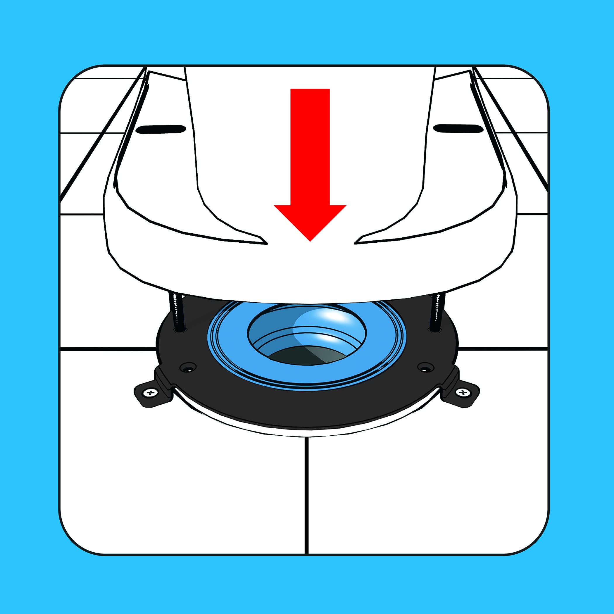 Danco HydroSeat Flange Fixer top view highlights compact installation design