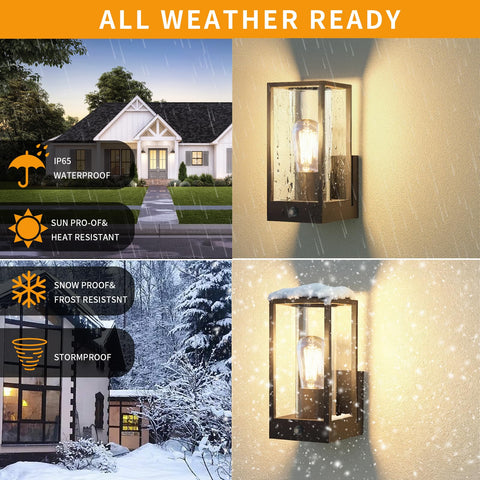 Dandray Outdoor Wall Light Clear Glass Close-Up demonstrates bright illumination.