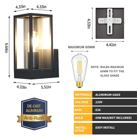 Dandray Outdoor Wall Light Hardwired Installation demonstrates simple setup.