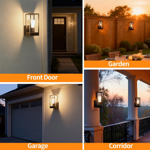 Dandray Outdoor Wall Light Patio Front Door Wide-Angle view captures generous coverage.