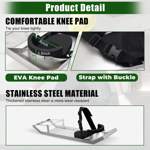 Adjustable strap and buckle system keeps the knee board secure during use.